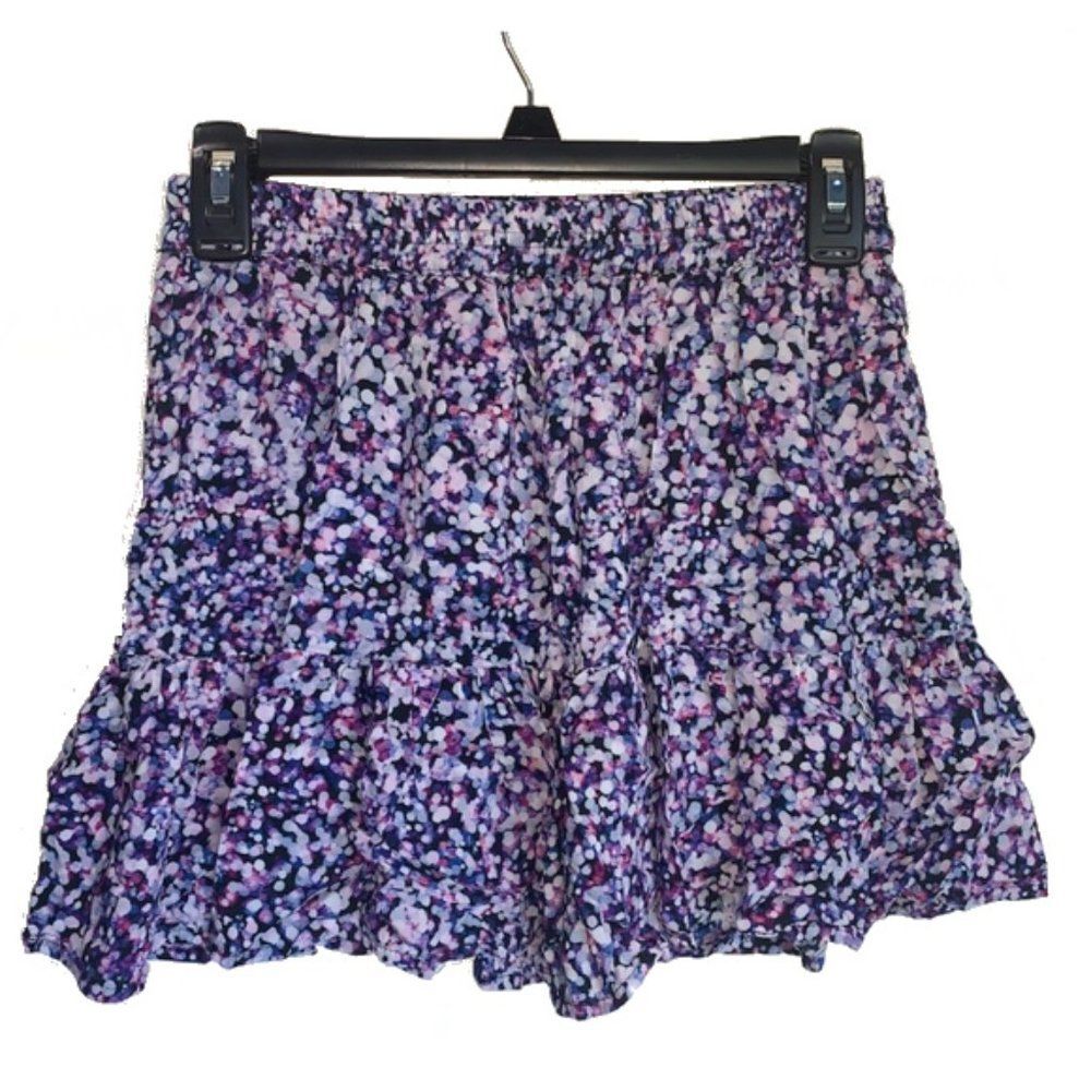 Lorimer NYC // Purple/Blue Patterned Flowy Skirt